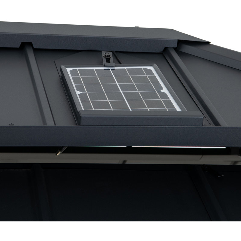 Black Aluminum and Steel 10x12 ft. Hardtop Gazebo with Solar Panel