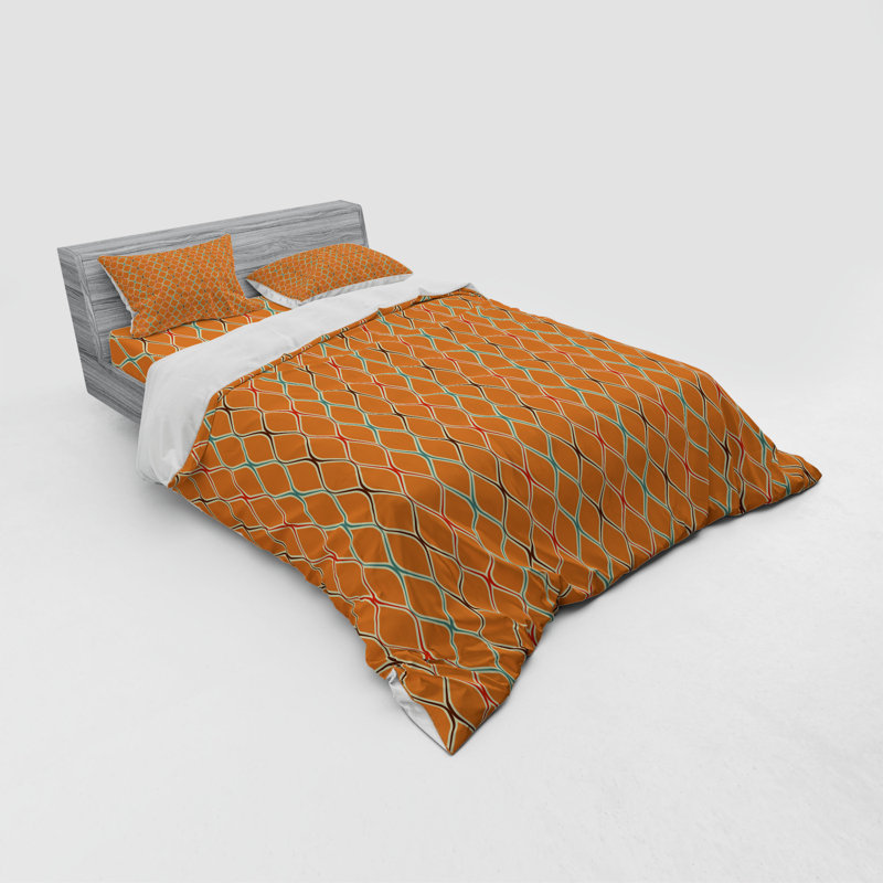 Eclectic Polyester Geometric Shapes Duvet Cover, Queen Duvet Cover + 3 Additional Pieces