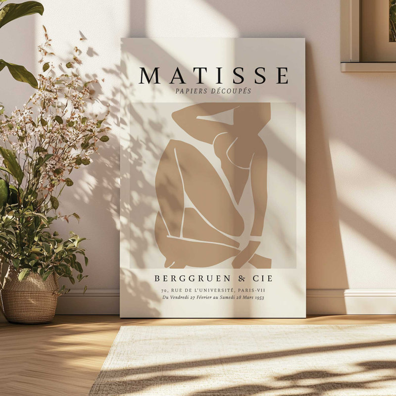 Matisse's Nude III en brun clair, Toile tendue, H 36 po x l 24 po x P 1,25 po