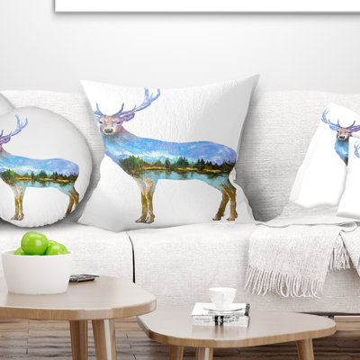 Deer Double Exposure - Coussin imprimé animal
