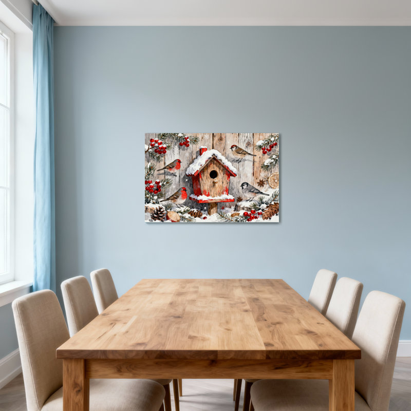 Oiseaux de Noël en hiver, H 28 po x l 40 po
