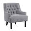 Chaise d'appoint en chenille grise avec coussins attachés et pieds en bois massif noir en mousse enveloppée-1239006376