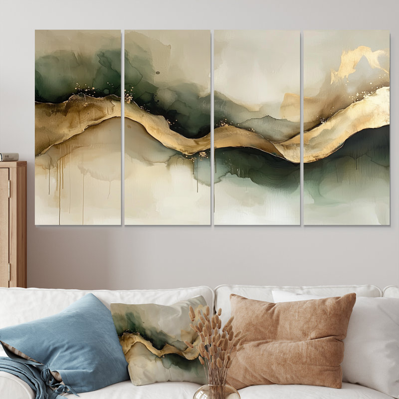 Olti - encre liquide abstraite, art mural moderne, H 28 po x l 48 po, 4