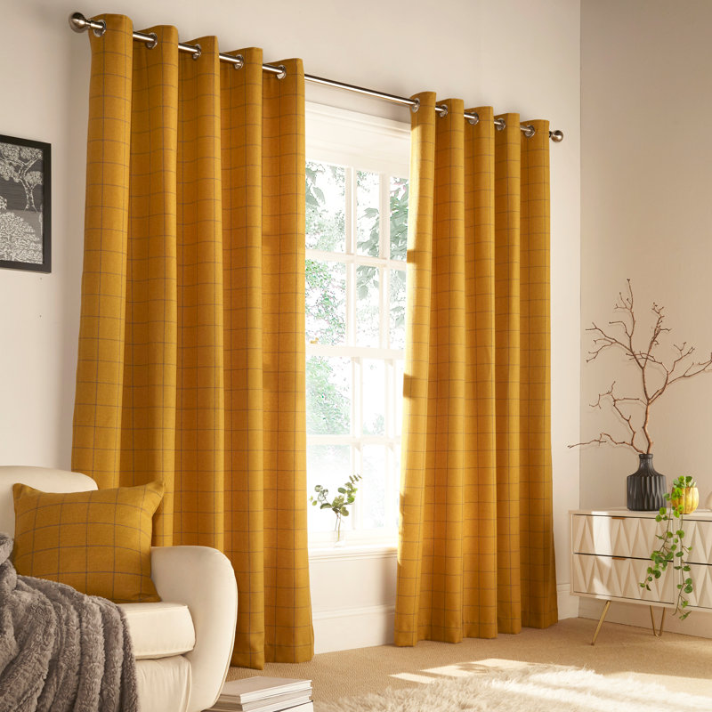 Room Darkening Curtain Pair, 168 W x 183 D cm, Ochre