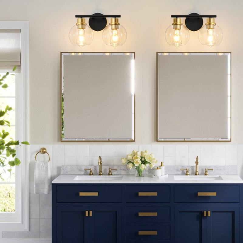 Aanay Dimmable Bathroom Vanity Light, Matte Black/Gold, 2