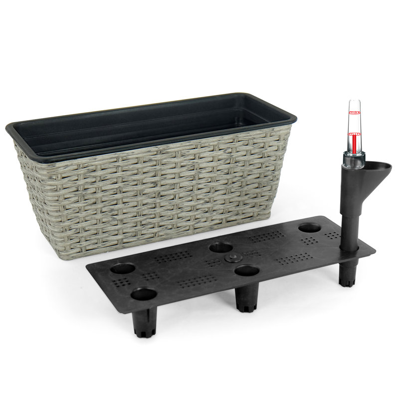 2 Self-Watering Planter - Gray Rectangular For Various Plants And Decor Handmade, Attractive, Easy To Assemble Create A Stunning Visual Impact Home Weather , Transform Your Living Space
