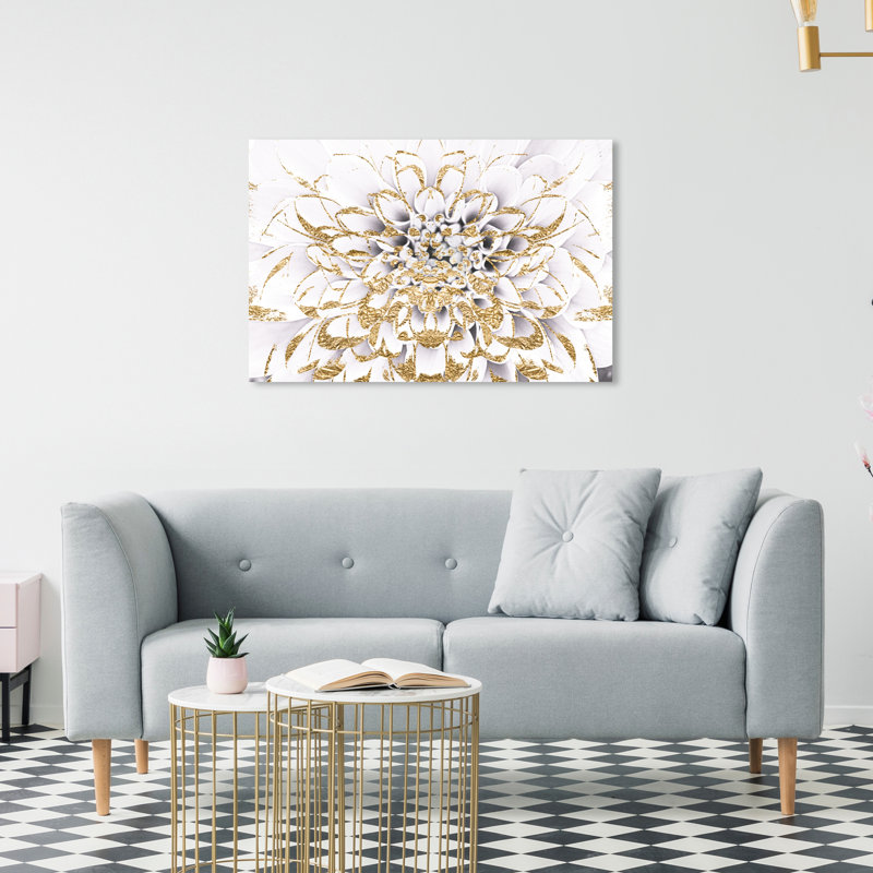 Tirage d’Art graphique « Floralia Blanc », 20" H x 30" L x 1,5" D, Toile