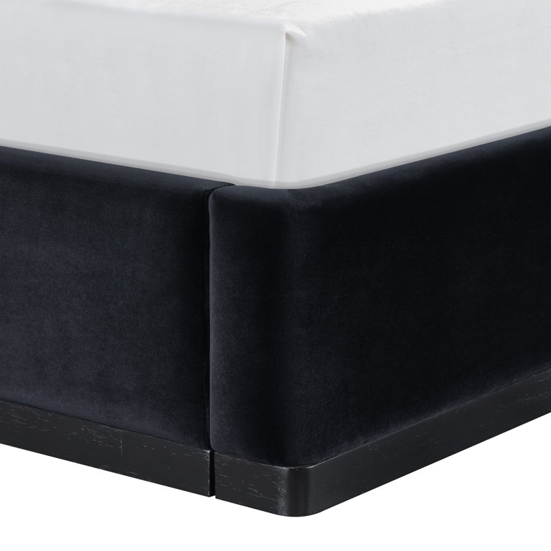 Lit tapissier Dayna, Velours noir, Double
