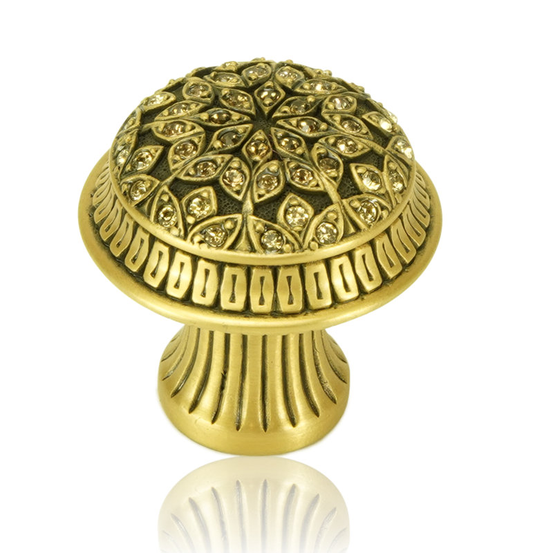 HAMPTON KNOB; CLEAR CRYSTAL, Museum Gold
