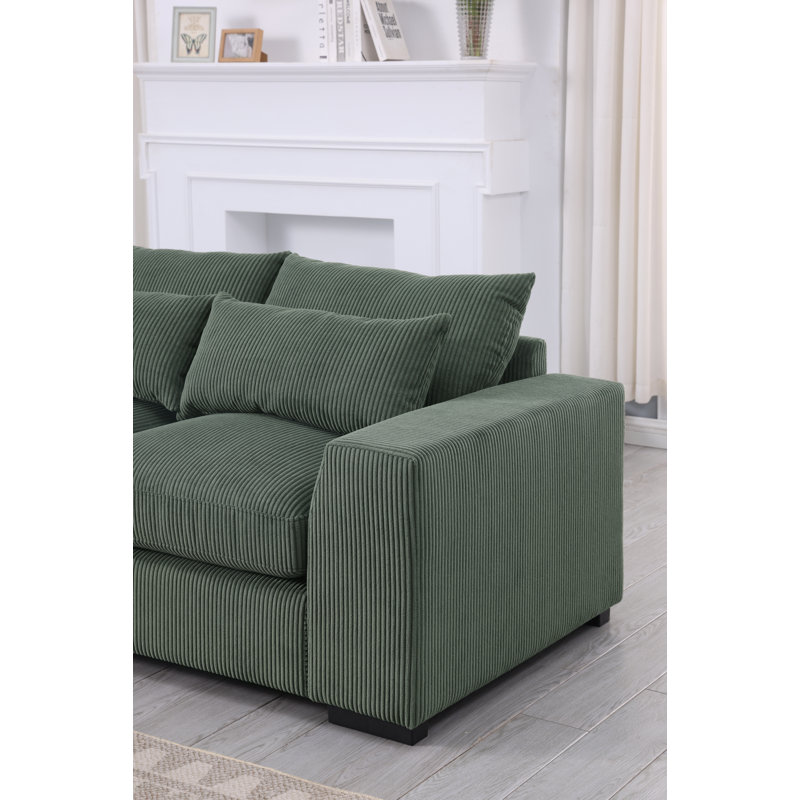 Canapé modulaire rembourré 123,24 po Nyerere, Velours côtelé vert