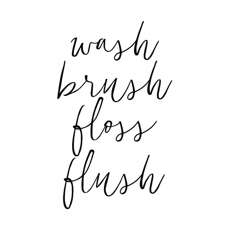 " Wash Brush Floss Flush ", 18" H x 12" W
