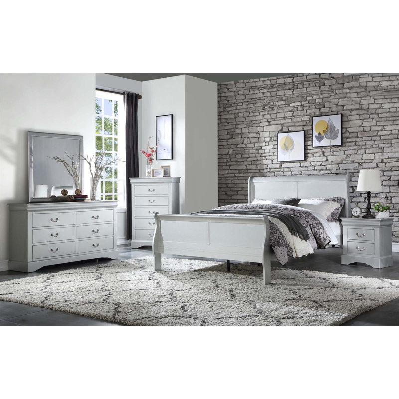 Très grand lit Louis-Philippe, Très grand lit, Gris argenté