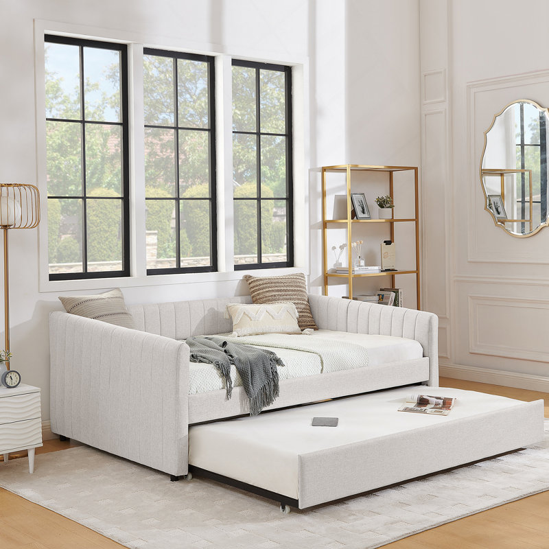 Upholstered Daybed Sofa Bed With Trundle