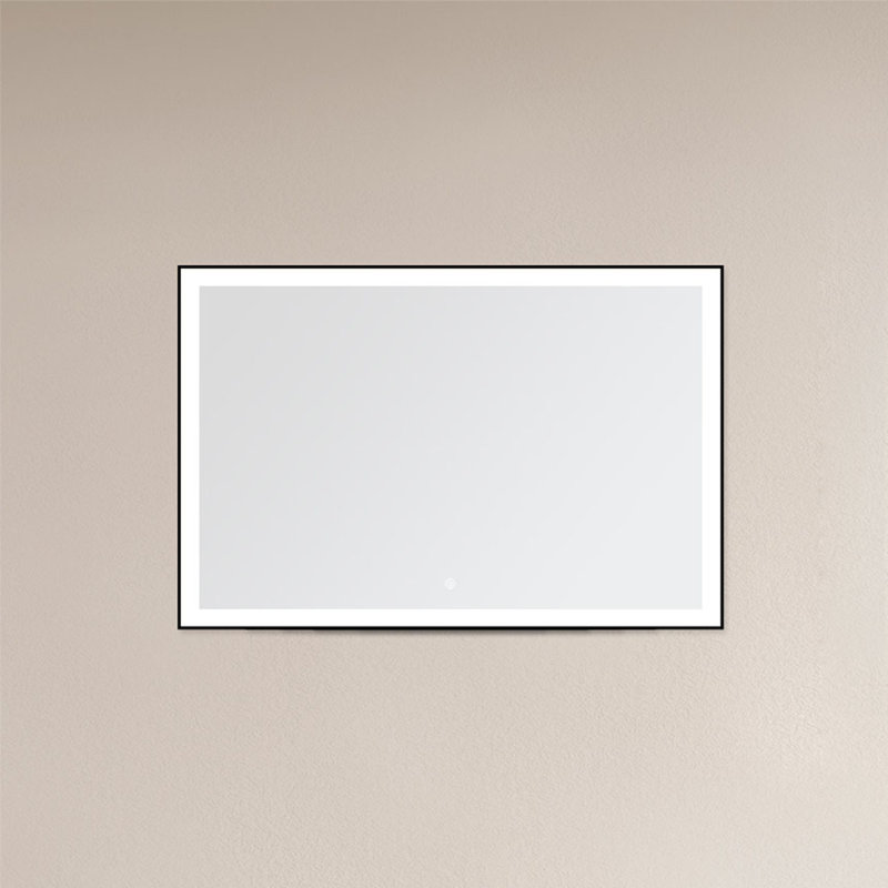 Black Aluminum Frame Lighted Bathroom Mirror, 31" H x 48" W
