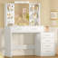 Dressing Table with Mirror and Lights, 6 Drawers, 6 Storage Shelves, 10 Bulbs, 3 Light Modes with 6 Brightness Levels, Vanity desk, White