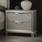 Glamorous Luxury Silver Fabric Upholstered Queen Size Bed W LED 2X Nightstands Embossed Panel 3Pc Set Bedroom Furniture