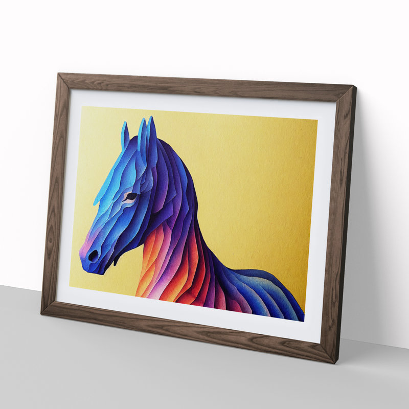 Horse Vol.1 Abstract - Single Picture Frame Print, Walnut Framed, 46cm H x 64cm W x 2cm D