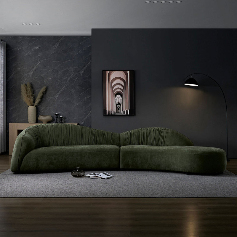 Canapé confortable avec méridienne 145,67 po Mid-Century, Face à la droite