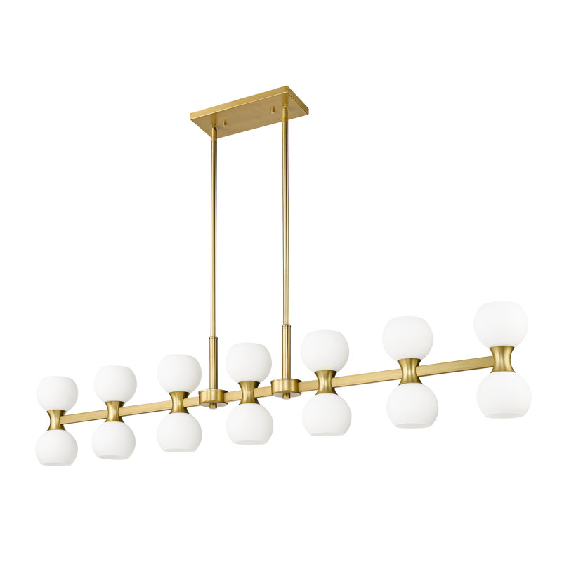 14 - Light Dimmable Kitchen Island Linear Chandelier, Modern Gold