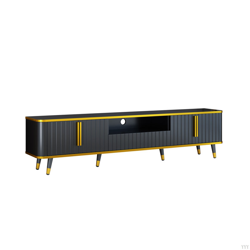 Crédence de rangement Jaryiah l 78,8 po, Or/noir