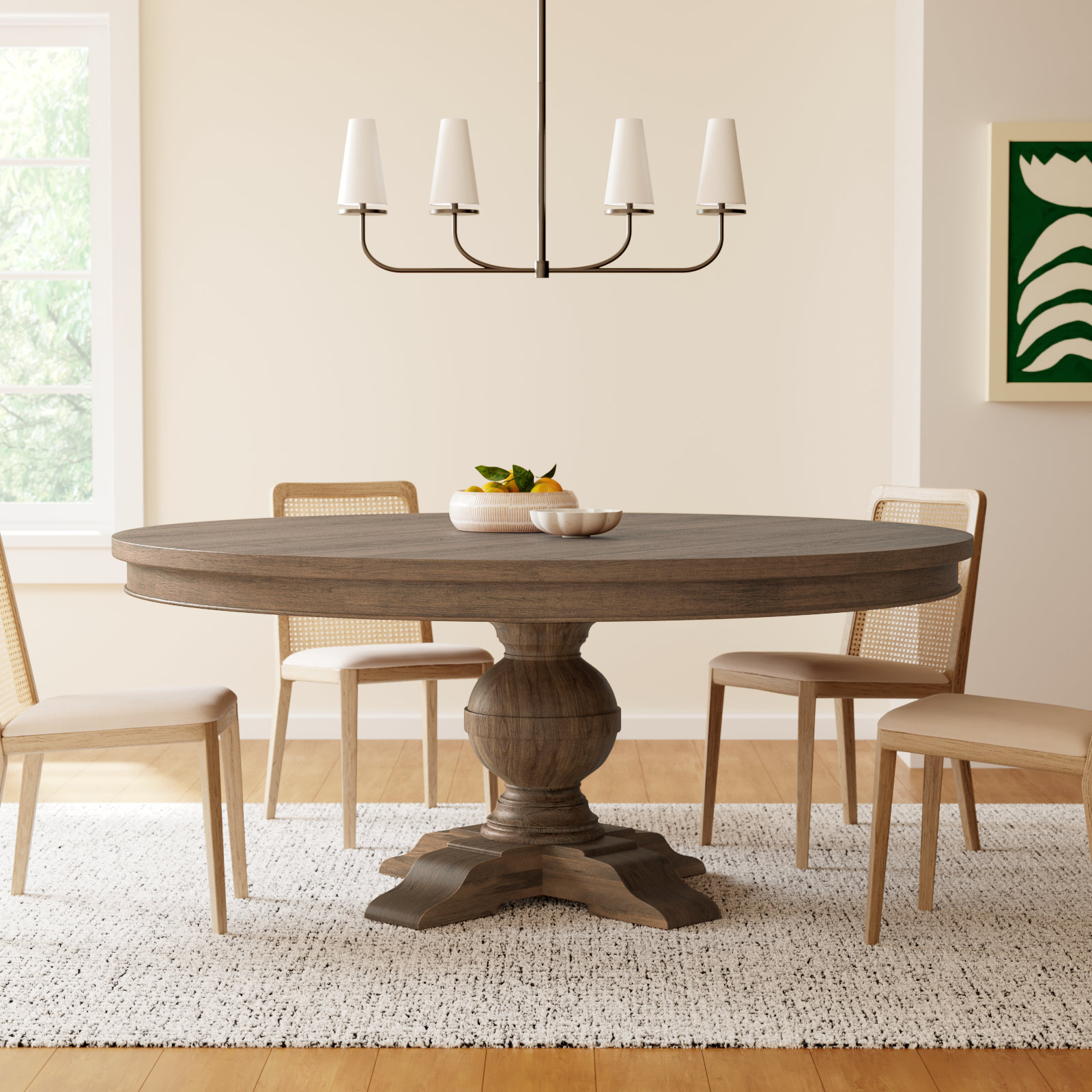 Marlowe Round Dining Table, 31" H x 72" W x 72" D, Weathered Teak