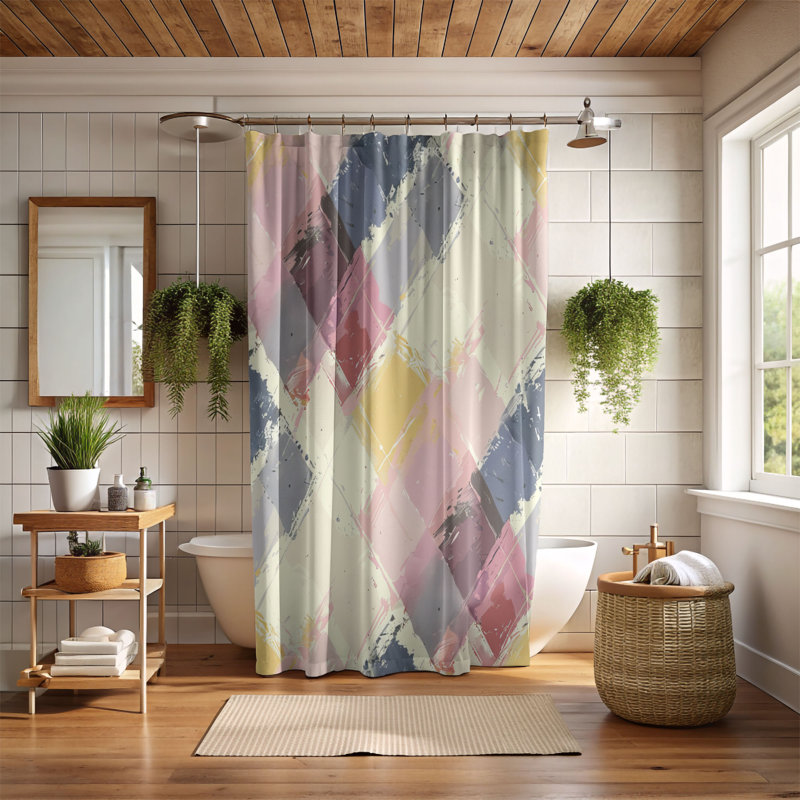 Check Art - Rideau de douche Premium, H 74 po x l 71 po