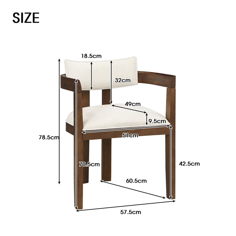 Linen Upholstered Armchair in Beige, 4, Brown