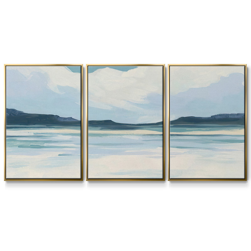 «Cream Coastline II», reproduction sur toile flottante, H 24 po x l 48 po x P 2 po, Or