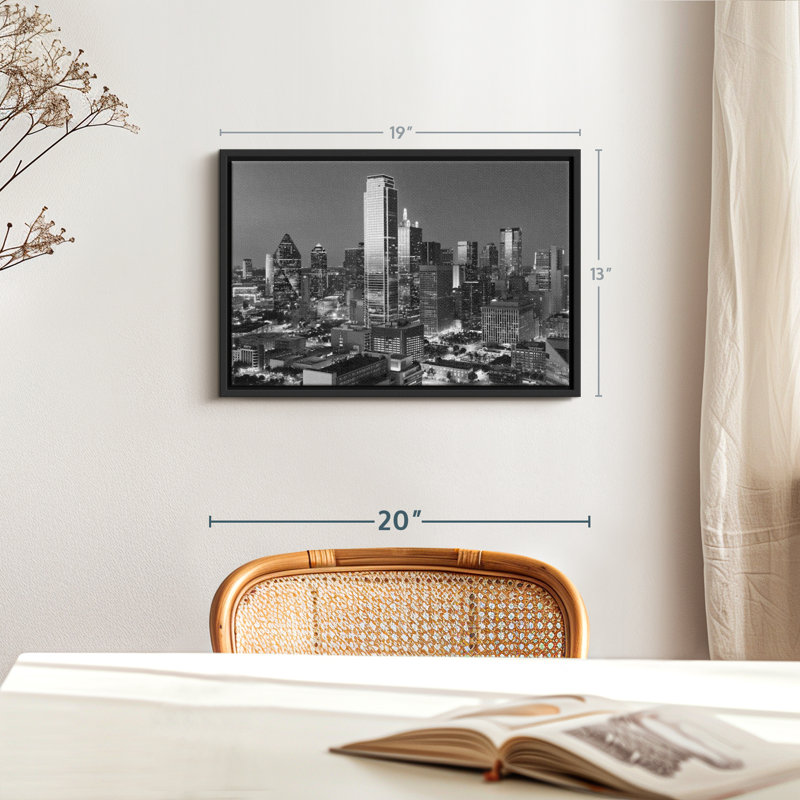 Impression sur toile monochrome, Dallas, Texas, H 13 po x l 19 po