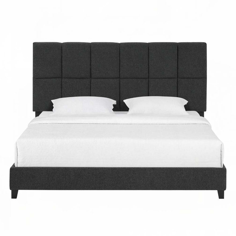 Lit plateforme tapissier Boucle, Grey, Très grand