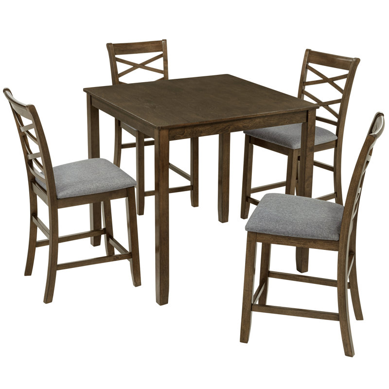 Ensemble de table de salle à manger 5 pièces à hauteur de comptoir avec 4 chaises