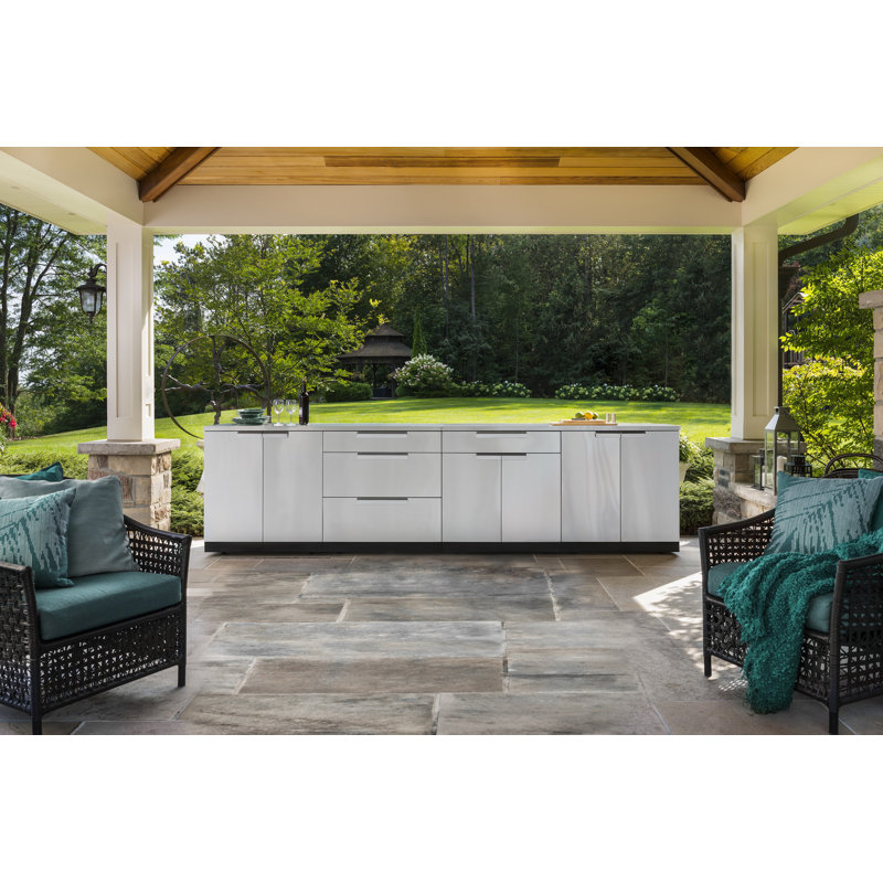 Ensemble de 2 armoires modulaires en acier inoxydable pour l'extérieur l 64 po x P 24 po x H 36,5 po, Acier inoxydable, Oui