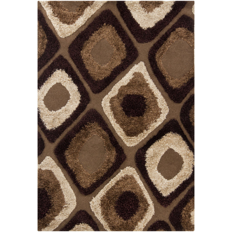 Tapis en laine mélangé à motif de losanges concentriques de style moderne Mid-Century Cleston, 8 pi x 11 pi