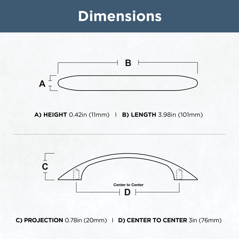 Modern 3" Center to Center Arch Pull, Satin Nickel