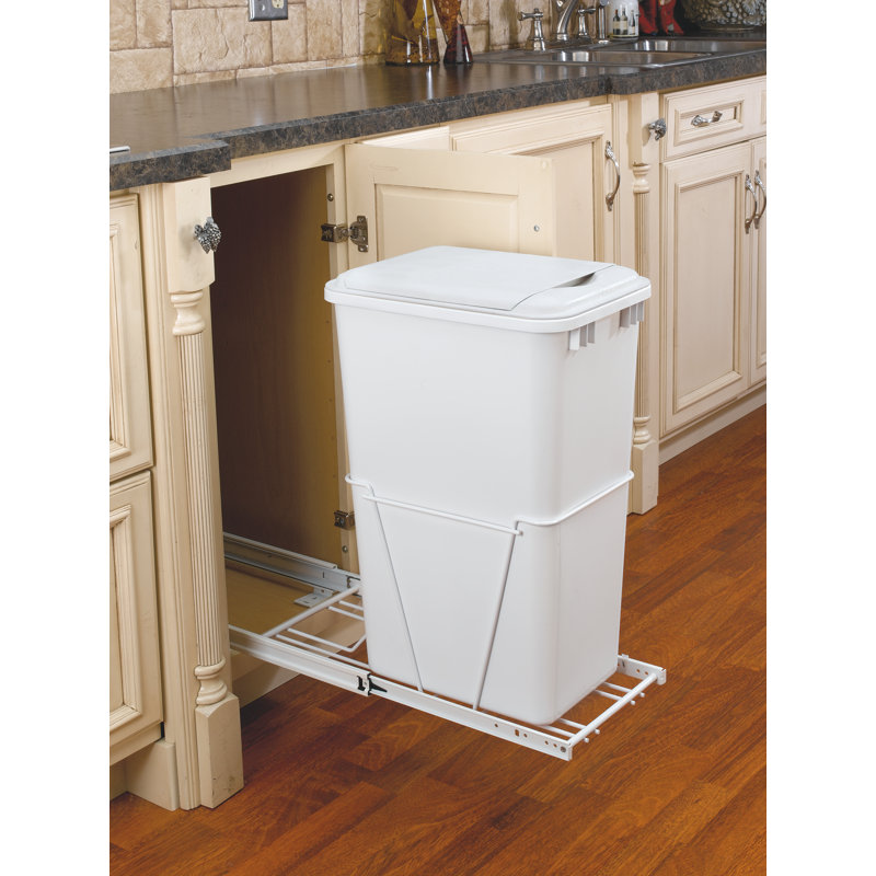 White Steel Pullout Waste/Trash Container