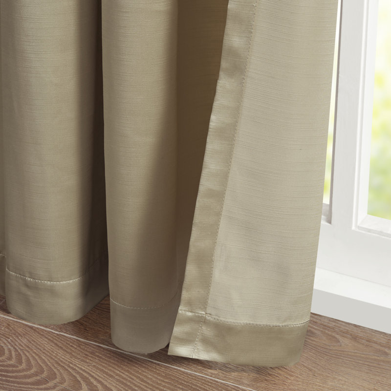Champagne Satin Pleated Window Curtain Panel with Tieback, 26" W x 84" L