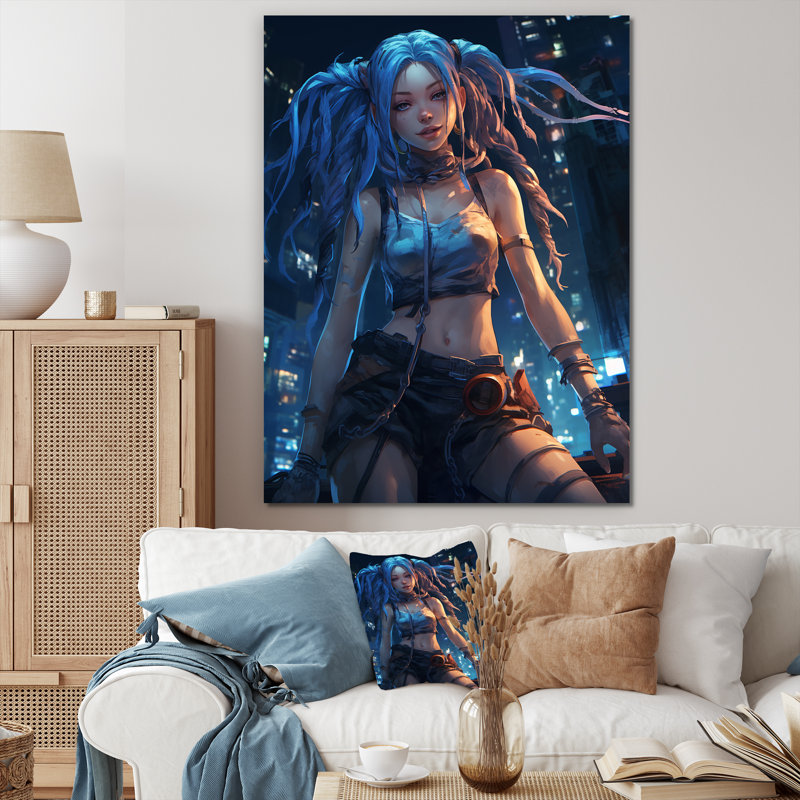 «Cool Urban Girl With Blue Dreadlocks», reproduction sur toile, H 32 po x l 16 po x P 1 po, Toile tendue