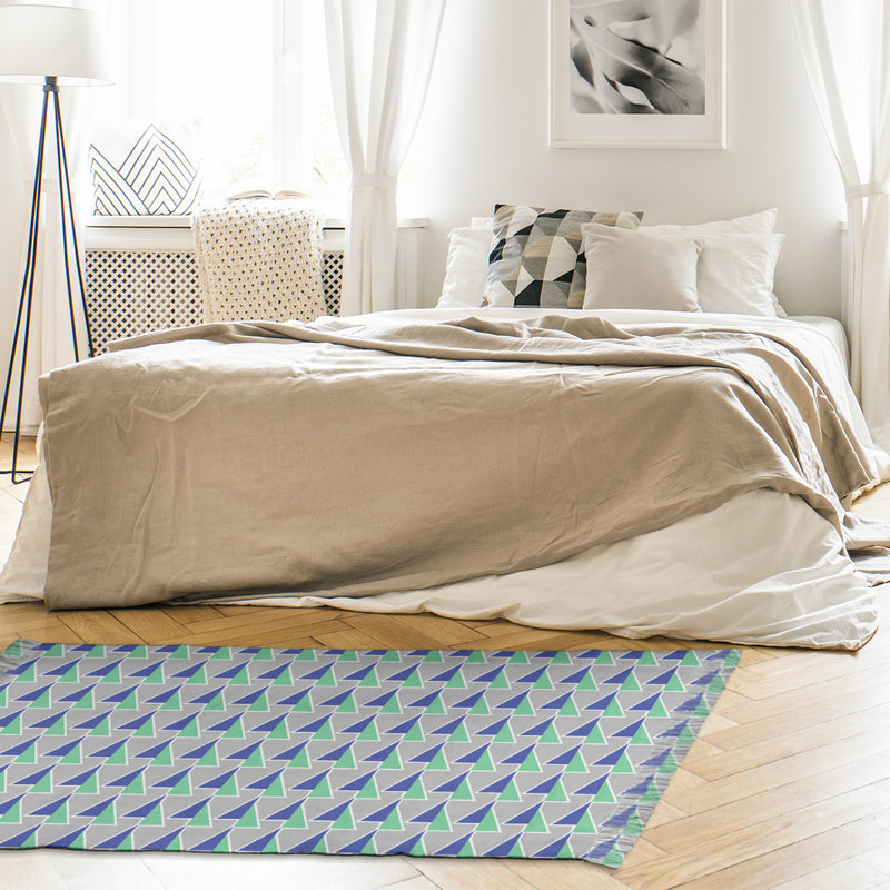 Tapis avec flèches déplacées gris/vert/bleu, Oui