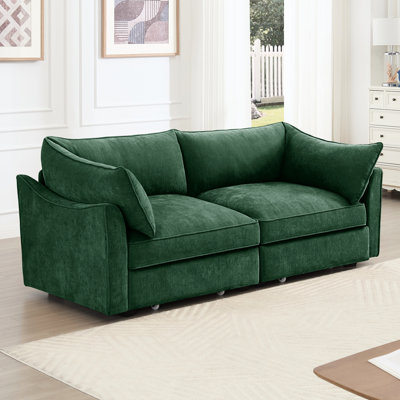 Chenille 2 places avec tiroirs de rangement coulissants, conception enveloppante et en forme de croissant pour des espaces de vie compacts en chenille, intérieurs et intérieurs modernes