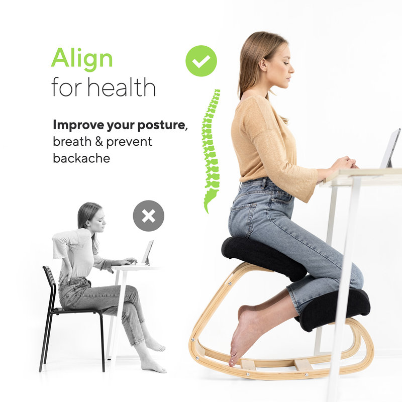 ErgoFlex Black Kneeling Office Chair with Durable Cushion Support