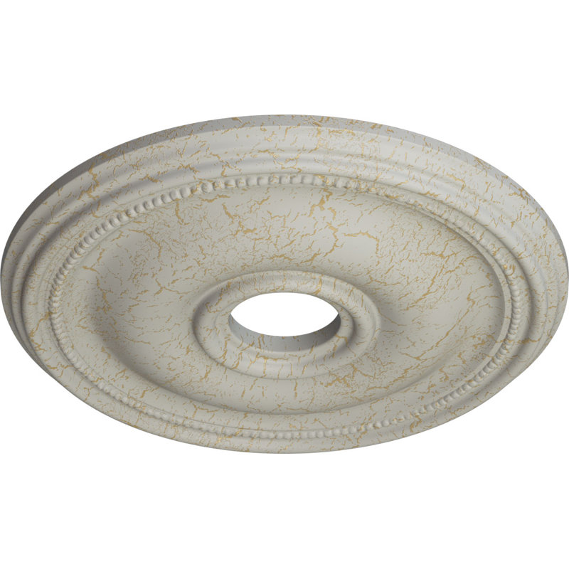 Endurathane Bradford Ceiling Medallion, 18 1/8"OD x 3 3/4"ID x 1 1/8"P (Fits Canopies up to 4 3/8"), Hand-Painted Pot of Cream Crackle Finish