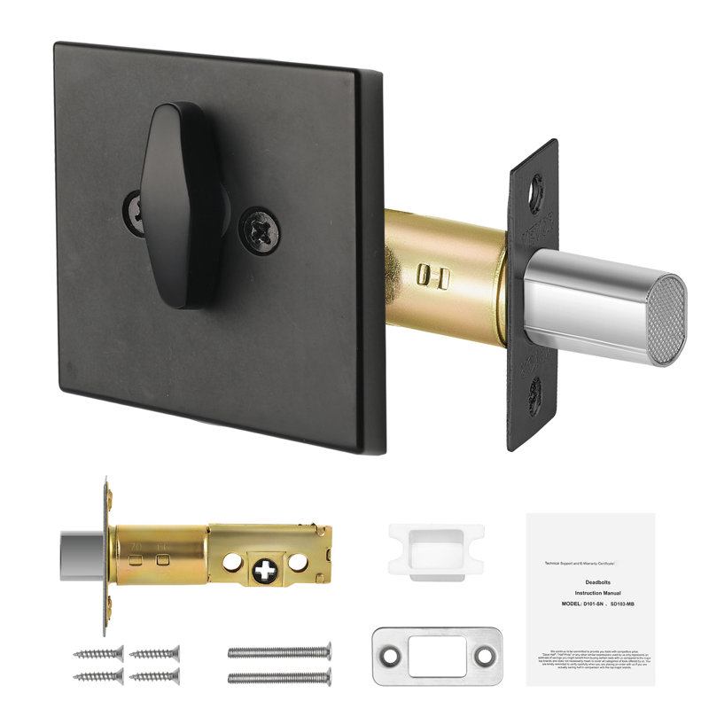 Deadbolt Lock, Keyed 1 Side, Featuring 3 Keys, Square Single Cylinder Dead Bolt, Full Metal, Matte Black, Compatible with Standard Size Interior and Exterior Doors