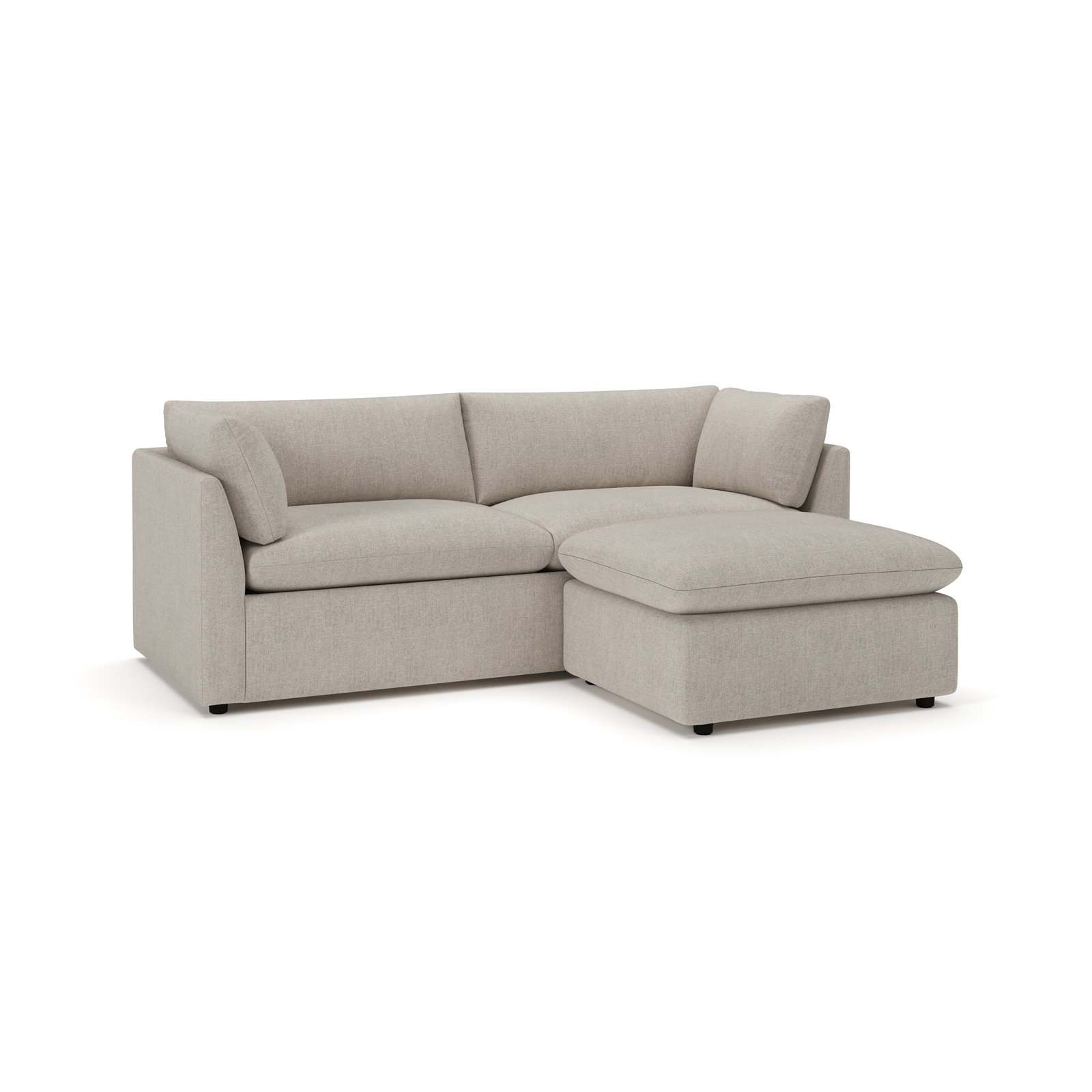 Kallie Upholstered Sofa With Ottoman, Monique Twine Boucle