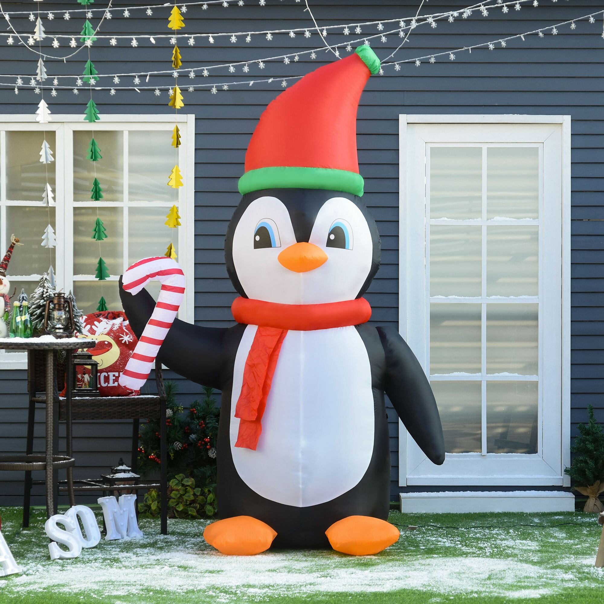 The Holiday Aisle® Penguin Holding Candy Cane Christmas Inflatable ...