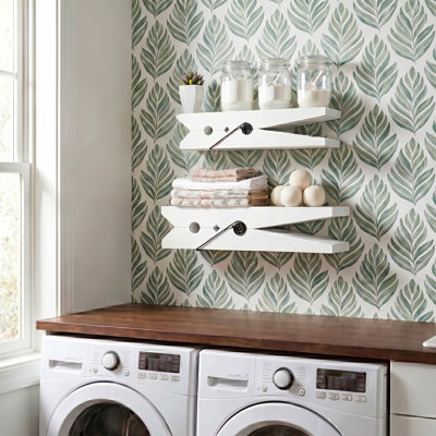 Cox Clothespin Design Solid Wood Floating Shelves
