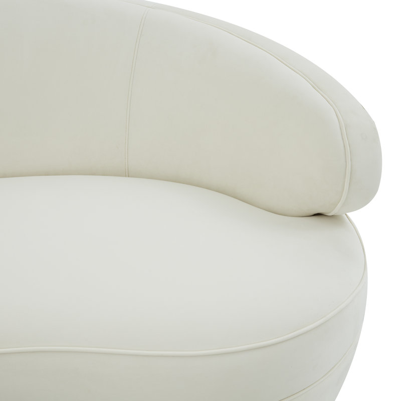 Canapé à accoudoirs en velours 89,4 po Avanah, Velours crème