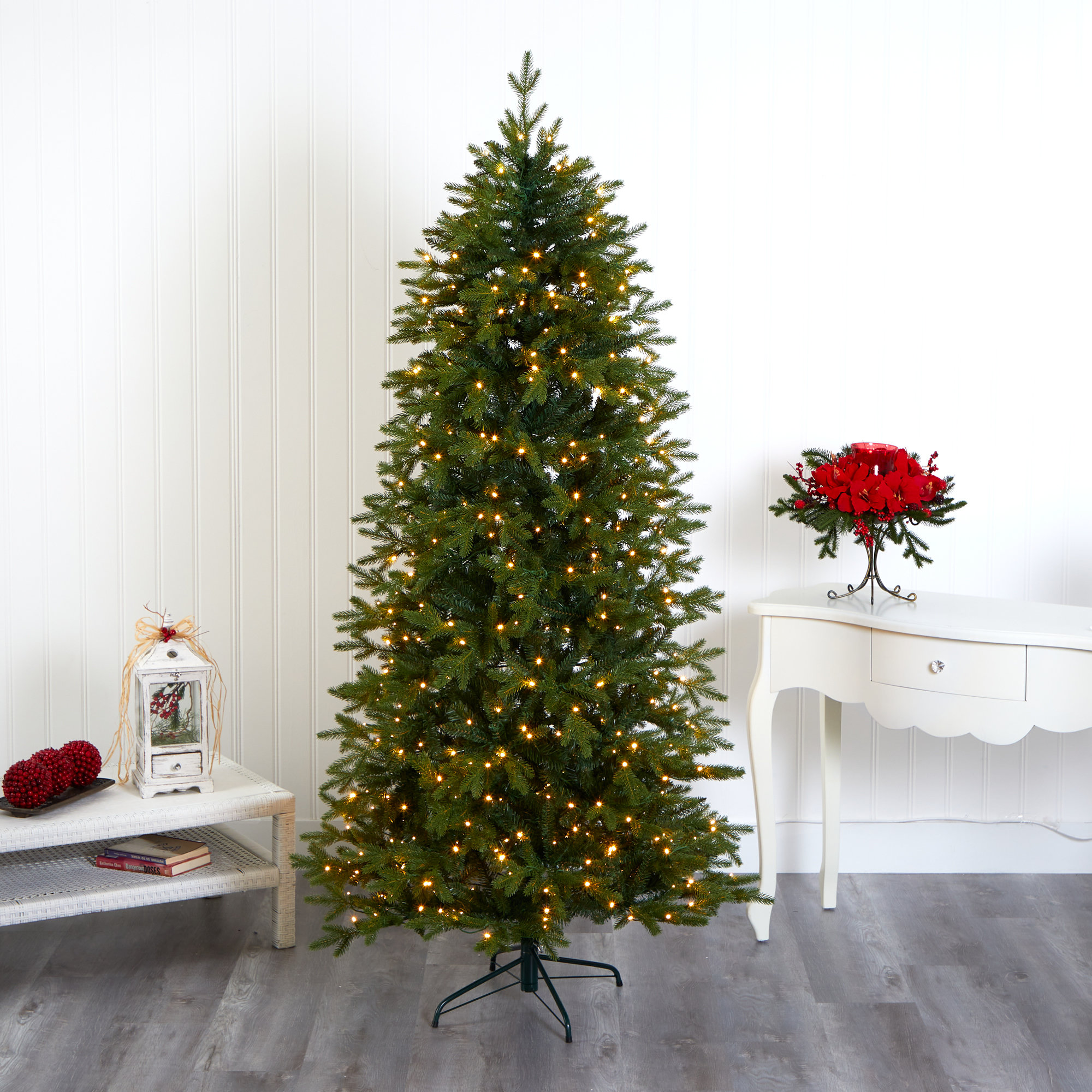 Lighted Artificial Fir Christmas Tree, 7' H