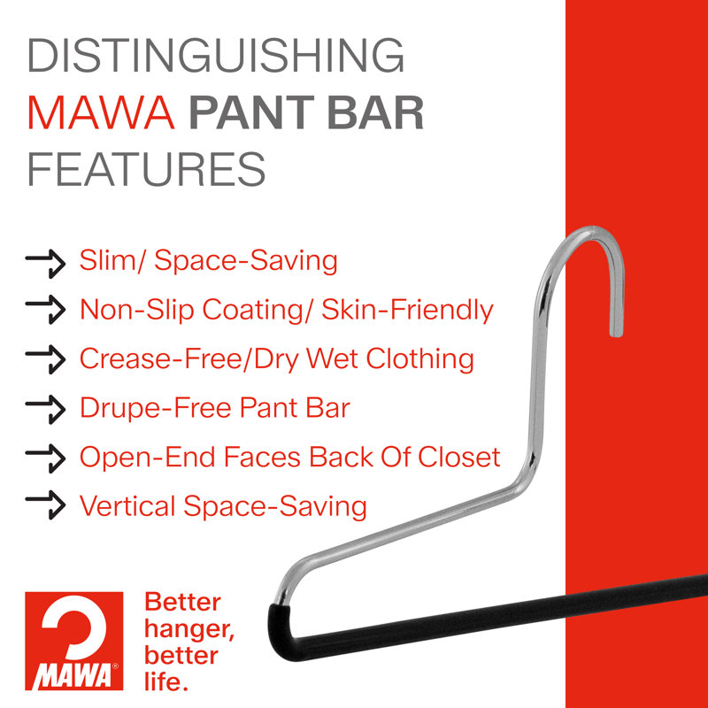 Metal Non-Slip Standard Hangers for Skirt/Pants, Black