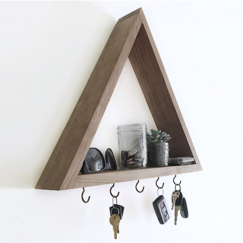 Triangle Spruce Floating Shelf, Walnut