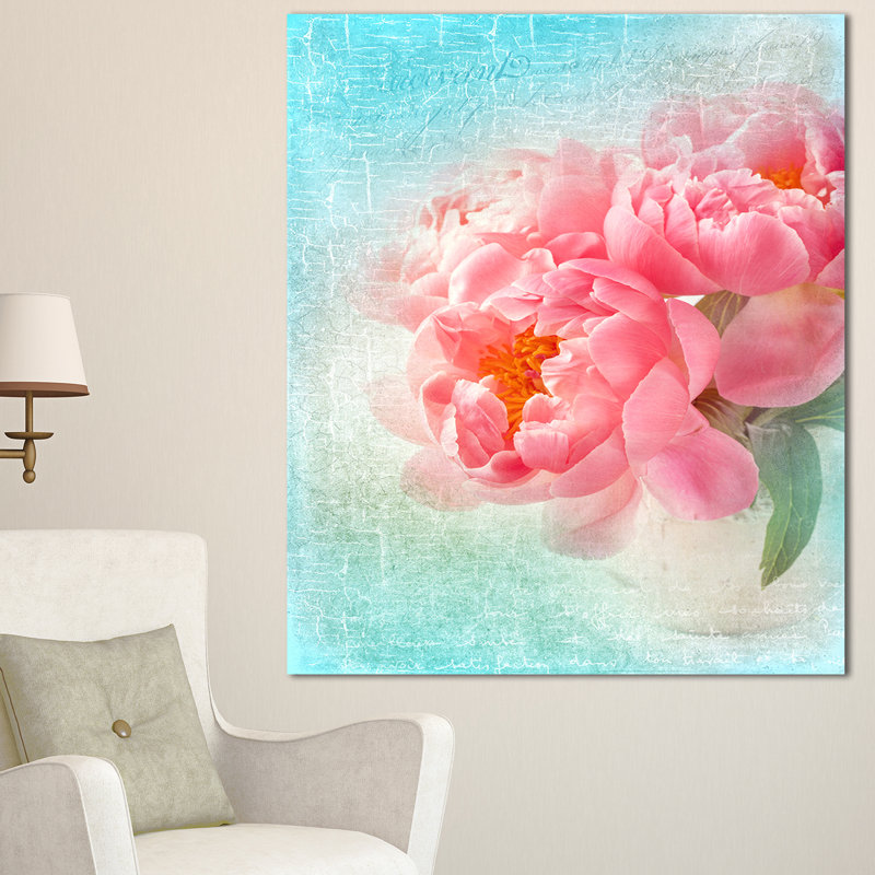 « pivoine florals mergeed to blue », impression sur image, H 20 po x l 12 po x P 1po, H 20 po x l 12 po x P 1po